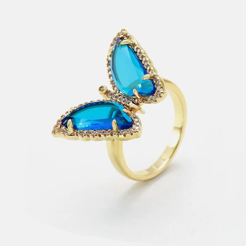 انگشتر زیبای حیوانات پروانه نقره ای