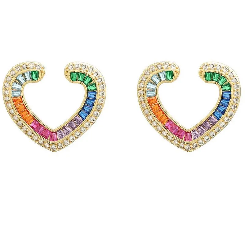 میخ گوشواره قلب زیرکون رنگی