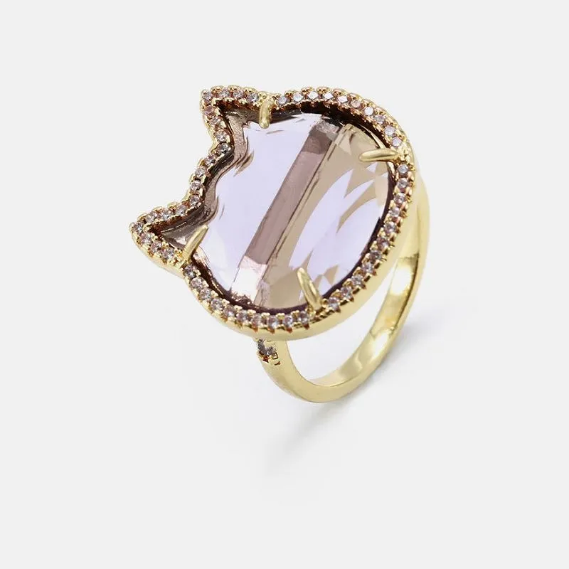 حلقه حیوانات گربه آمیتیست دوست داشتنی