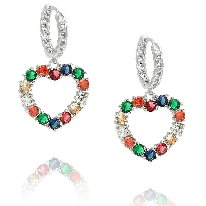 میکس رنگ گوشواره قلب زیرکون