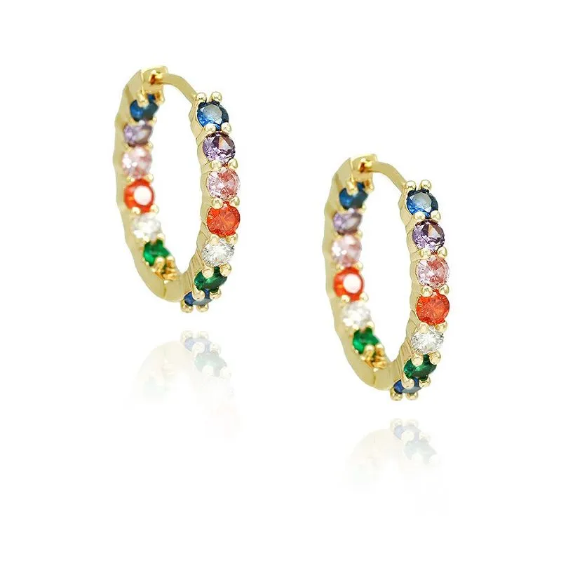 گوشواره حلقه ای چند رنگ Cz