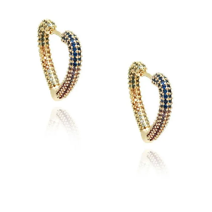 گوشواره قلب رنگین کمان زیرکون