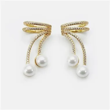 سرآستین نفیس گوشواره مروارید سفید